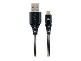 GEMBIRD CC-USB2B-AMmBM-1M-BW Gembird Premium cotton braided Micro-USB charging and data cable,1m,black/white