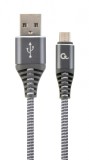Gembird CC-USB2B-AMmBM-1M-WB2 Premium cotton braided microUSB charging and data cable 1m Space Grey/White CC-USB2B-AMMBM-1M-WB2