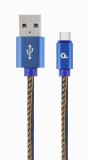 GEMBIRD CC-USB2J-AMCM-1M-BL Premium jeans (denim) Type-C USB cable with metal connectors 1m kék