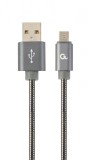 Gembird CC-USB2S-AMMBM-1M-BG USB kábel USB 2.0 Micro-USB B USB A Szürke, Fémes