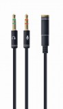 Gembird CCA-418M 3.5 mm 4-pin socket to 2 x 3.5 mm stereo plug adapter cable 0,2 m Black