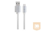 GEMBIRD CCB-mUSB2B-AMCM-6-S Gembird USB 2.0 cable to type-C, cotton braided, metal connectors, 1.8m, silver