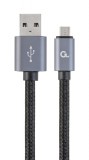 Gembird CCDB-mUSB2B-AMBM-6 Cotton braided micro-USB cable with metal connectors 1,8m  Black CCDB-MUSB2B-AMBM-6