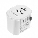 Gembird Grounded universal travel power adapter 15W White TPA-EU2A1C15-01-W