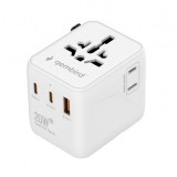 Gembird Universal travel power adapter 20W White TPA-1A2C20-01-W