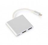 Gembird USB C HDMI, USB 3.0, USB C átalakító adapter (A-CM-HDMIF-02-SV)