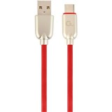 Gembird USB-C -> USB-A 2.0 M/M adatkábel 1m piros Premium rubber