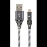 Gembird USB micro-B - USB Type-A szövet borítású adat- és töltőkábel 1m szürke (CC-USB2B-AMmBM-1M-WB2) (CC-USB2B-AMmBM-1M-WB2) - Adatkábel