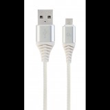 Gembird USB micro-B - USB Type-A szövet borítású adat- és töltőkábel 2m fehér-ezüst (CC-USB2B-AMmBM-2M-BW2) (CC-USB2B-AMmBM-2M-BW2) - Adatkábel