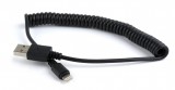 Gembird USB Sync and Charging spiral cable for iPhone 1,5m Black CC-LMAM-1.5M
