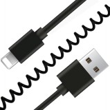 Gembird USB szinkron és töltő spirálkábel iPhone-hoz, 1,5 m, fekete CC-LMAM-1.5M