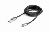Gembird USB to 8-pin cable, cotton braided, metal connectors, 1.8m, black CCB-mUSB2B-AMLM-6
