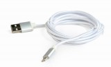 Gembird USB to 8-pin cable, cotton braided, metal connectors, 1.8m, silver CCB-mUSB2B-AMLM-6-S