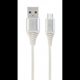 Gembird USB type-C - USB Type-A szövet borítású adat- és töltőkábel 2m fehér-ezüst (CC-USB2B-AMCM-2M-BW2) (CC-USB2B-AMCM-2M-BW2) - Adatkábel