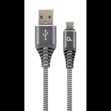 Gembird USB type-C - USB Type-A szövet borítású adat- és töltőkábel 2m szürke (CC-USB2B-AMCM-2M-WB2) (CC-USB2B-AMCM-2M-WB2) - Adatkábel