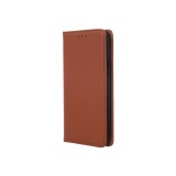 Genuine Leather Apple iPhone 13 Pro (6.1) oldalra nyíló mágneses bőrhatású könyv tok szilikon belsővel barna
