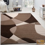 Geometriai mintás szőnyeg, barna-krém-bézs