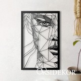 Geometrikus női arc falikép fából