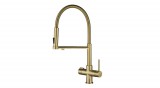 GetWell Goose-W, két karos, 3 utas Konyhai csap víztisztítókhoz és vízhűtőkhöz sárgaréz színben