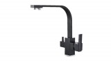 GetWell Square, két karos, 3 utas Konyhai Csap Víztisztítókhoz Fekete színben