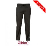 Giblor&#039;s Szakácsnadrág - fekete, slim fit, gumis derekú