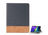 Gigapack álló, bőr hatású aktív flip tok Apple iPAD Pro 12.9 (2018) készülékhez, fekete, textil mintás