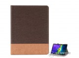 Gigapack álló, bőr hatású aktív flip tok Apple iPAD Pro 12.9 (2018) készülékhez, sötétbarna, textil mintás