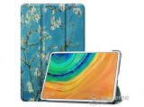 Gigapack álló, bőr hatású aktív flip tok Huawei MatePad Pro LTE (MRX-AL19) készülékhez, kék, virág mintás