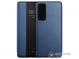 Gigapack álló, bőr hatású aktív flip tok Huawei P40 készülékhez, kék, textil mintás