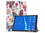 Gigapack álló, bőr hatású, aktív flip tok Lenovo Tab M10 Plus (TB-X606F) készülékhez, fehér, színes pillangó mintás