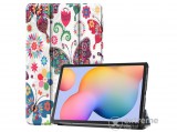 Gigapack álló, bőr hatású aktív flip tok Samsung Galaxy Tab S6 Lite 10.4 WIFI (SM-P610) készülékhez, fehér, pillangó, vi