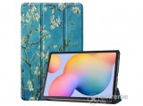 Gigapack álló, bőr hatású aktív flip tok Samsung Galaxy Tab S6 Lite 10.4 WIFI (SM-P610) készülékhez, kék, virág mintás