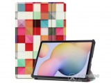 Gigapack álló, bőr hatású aktív flip tok Samsung Galaxy Tab S7 WIFI (SM-T870) készülékhez, színes, kockás