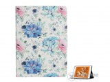 Gigapack álló, bőr hatású flip tok Apple iPAD mini 5 (2019) készülékhez, fehér, virág mintás