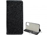 Gigapack álló, bőr hatású flip tok Apple iPhone 12 mini készülékhez, csillogó fekete
