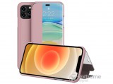 Gigapack álló, bőr hatású flip tok Apple iPhone 12 mini készülékhez, rozéarany
