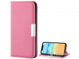 Gigapack álló, bőr hatású flip tok Apple iPhone 12 mini készülékhez, rózsaszín