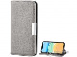 Gigapack álló, bőr hatású flip tok Apple iPhone 12 mini készülékhez, szürke