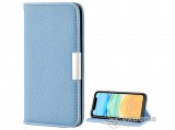Gigapack álló, bőr hatású flip tok Apple iPhone 12 mini készülékhez, világoskék