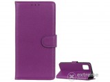 Gigapack álló, bőr hatású flip tok LG K52 készülékhez, lila