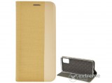 Gigapack álló, bőr hatású flip tok Samsung Galaxy A02s (SM-A025F) készülékhez, arany, textil mintás