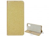 Gigapack álló, bőr hatású flip tok Samsung Galaxy A02s (SM-A025F) készülékhez, csillogó arany