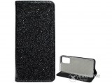 Gigapack álló, bőr hatású flip tok Samsung Galaxy A02s (SM-A025F) készülékhez, csillogó fekete