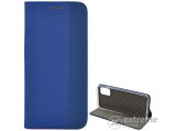 Gigapack álló, bőr hatású flip tok Samsung Galaxy A02s (SM-A025F) készülékhez, kék, textil mintás