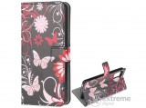 Gigapack álló, bőr hatású flip tok Samsung Galaxy Note 20 (SM-N980F) készülékhez, fekete, pillangó, virág mintás