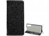 Gigapack álló, bőr hatású flip tok Samsung Galaxy S21 Plus (SM-G996) 5G készülékhez, csillogó fekete