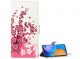 Gigapack álló, bőr hatású flip tok Samsung Galaxy S21 Plus (SM-G996) készülékhez, fehér, virág mintás