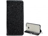 Gigapack álló, bőr hatású flip tok Samsung Galaxy Xcover 4 (SM-G390) készülékhez, csillogó fekete