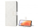 Gigapack álló bőr hatású flip tok Xiaomi Mi 10T 5G készülékhez, 3D hatás, virág mintás, fehér