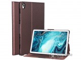 Gigapack álló, bőr hatású tok Huawei MediaPad M6 10.8 LTE készülékhez, barna, karbon mintás